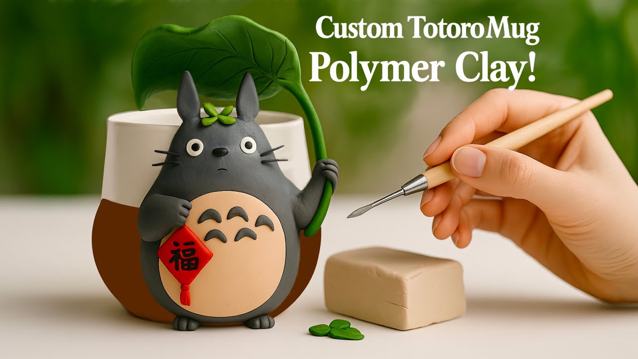 How I Made a Custom Totoro Mug with Polymer Clay | Handmade Ghibli Art