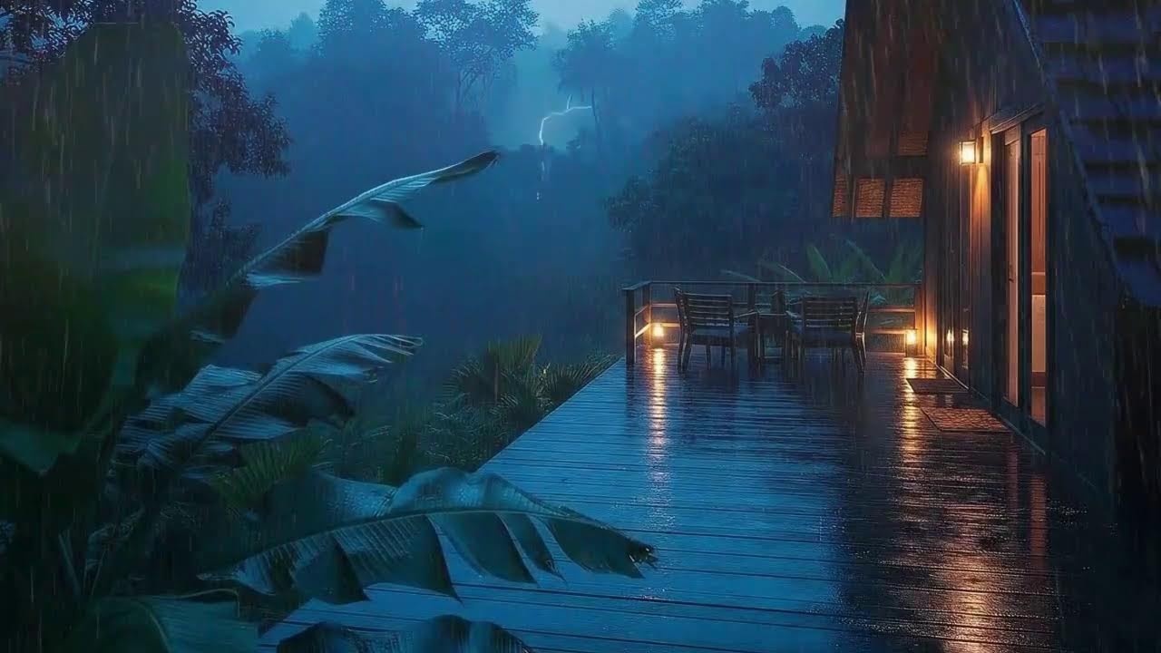 Sleep Faster with Calm Rainfall and Low Thunder Echo at Cozy Cabin 🌧️