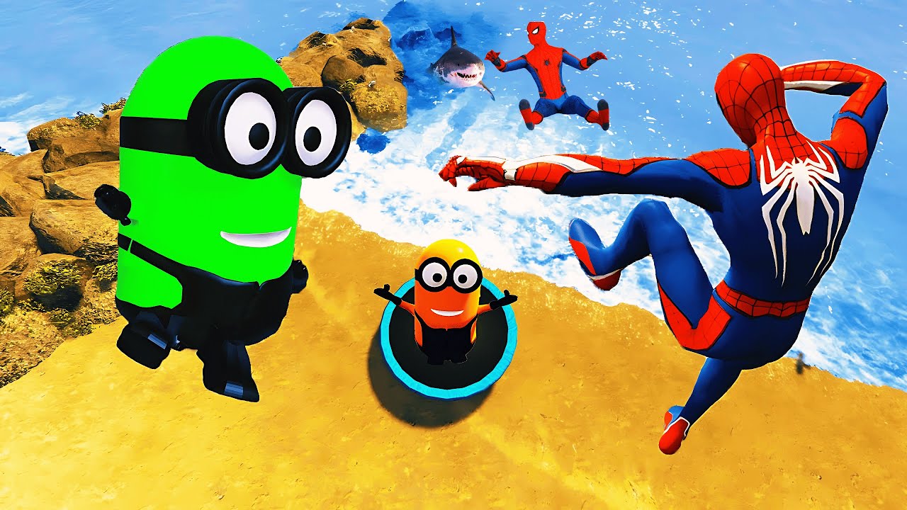 GTA 5 Epic Ragdolls RED SPIDERMAN VS RED & GREEN MINION (Euphoria Physics & Funny Fails) LIVE🔴