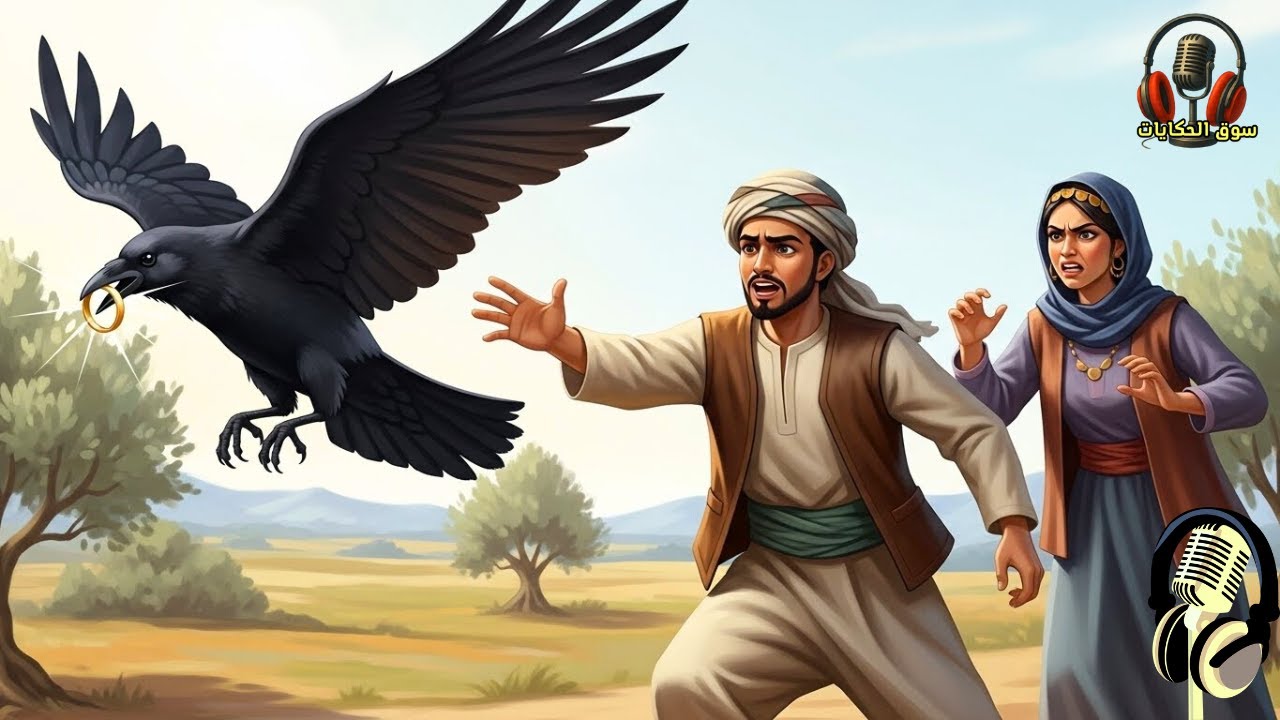 قصة فلاح سرق الغراب خاتم زوجته فأمرته ألا يعود دونه، وما حدث غيّر حياته، قصص قبل النوم، سوق الحكايات