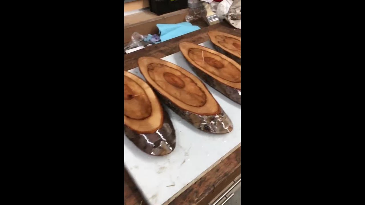 Diy small epoxy resin apple wood cutting boards