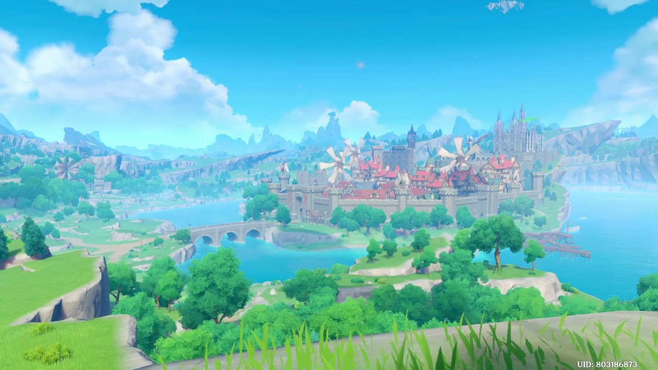 Genshin Impact – Mondstadt 24h Cityscape | Study / Work / Relax Background
