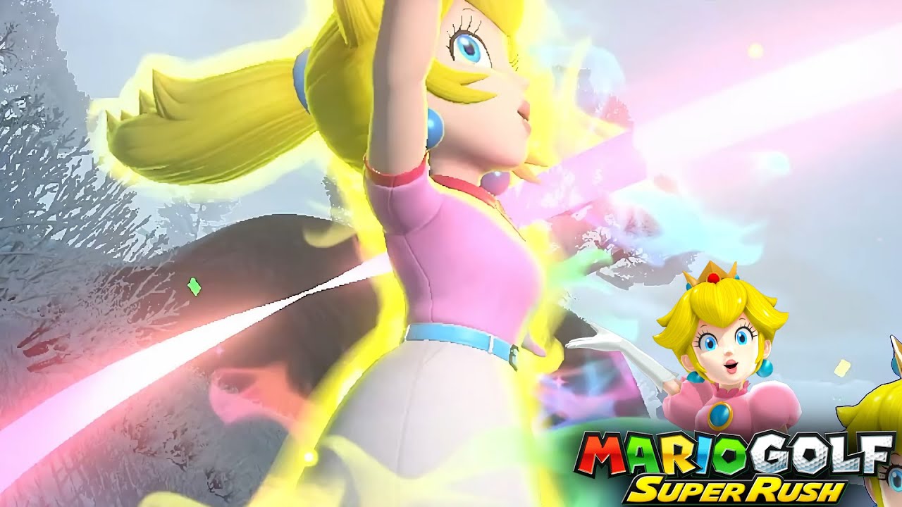Mario Golf Super Rush Peach vs Daisy vs Rosalina in Blustery Basin