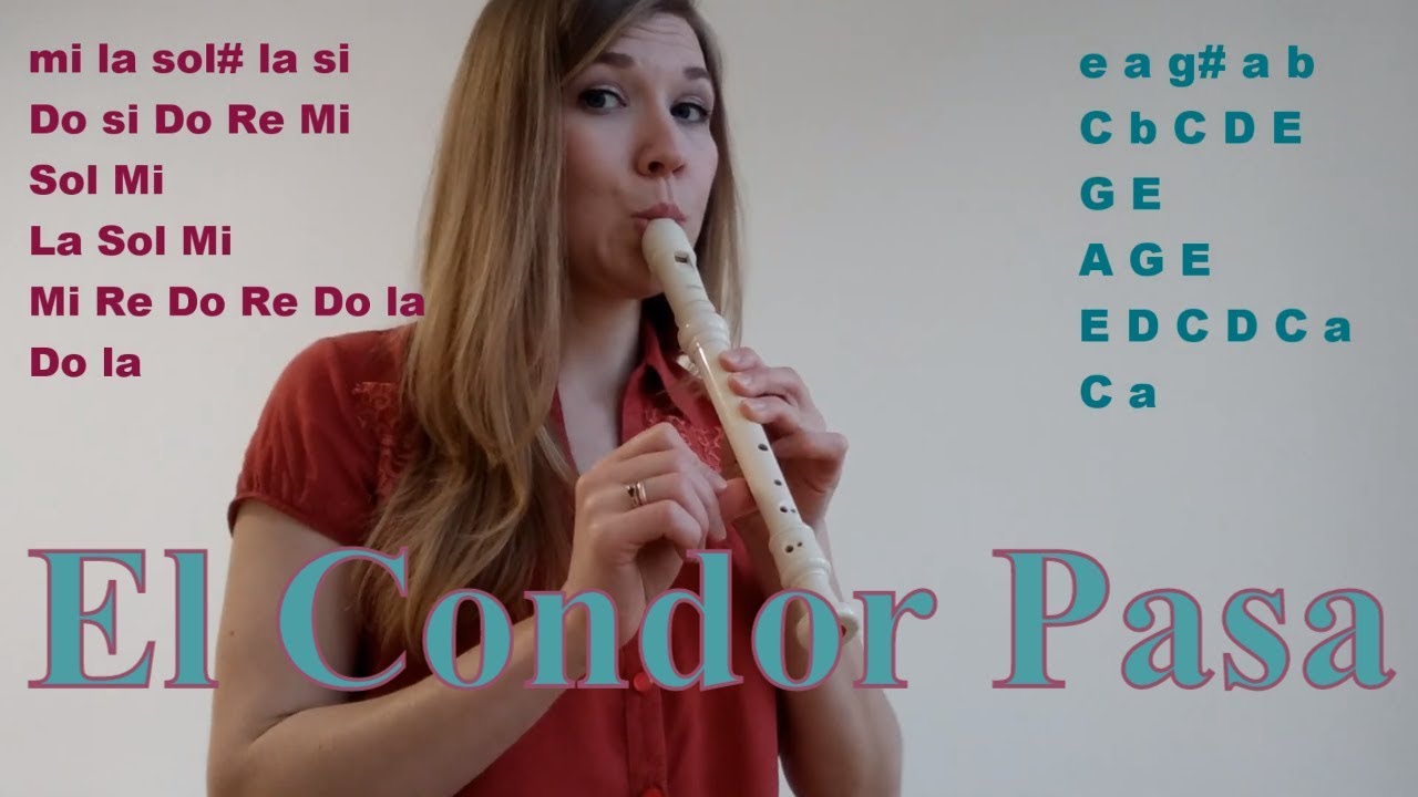 El Condor Pasa (a - minor) - Recorder tutorial + Letter Notes