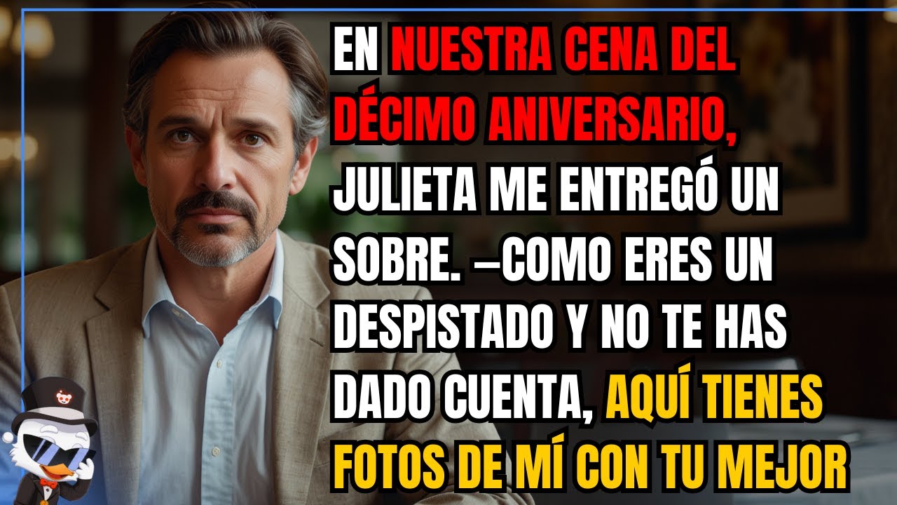 En nuestra cena del décimo aniversario, Julieta me entregó un sobre. —Como eres un despistado y no..
