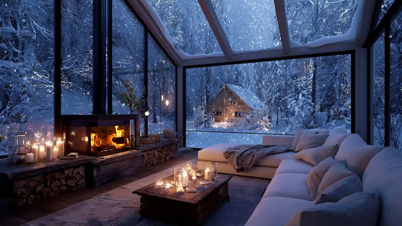 🎹 Peaceful Winter Piano ❄️ Warm Fireplace & Snow Ambience for Study, Relax & Heal