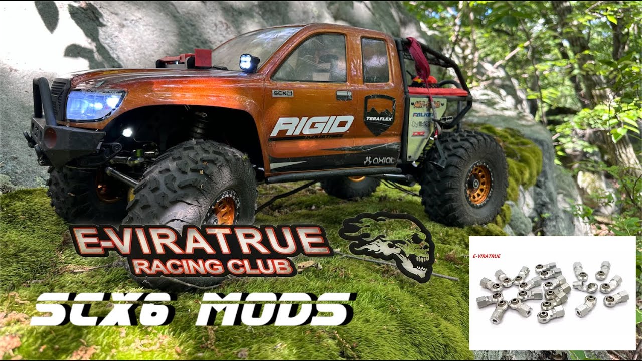 Axial SCX6 Mods - E-Viratrue 7075 CNC Aluminum Rod ends and Shock ends