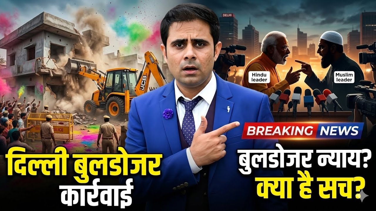 दिल्ली में बुलडोज़र न्याय? ⚖️ होली हिंसा के बाद मुस्लिम आरोपी का घर गिरा — क्या कानून या राजनीति?