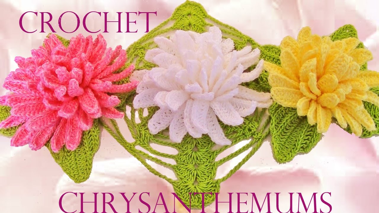 Como tejer fácil y rápido lindas flores Crisantemos - How to make Knitting chrysanthemums
