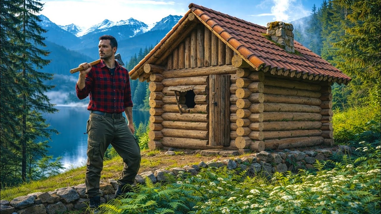 40 Days to Build a Sturdy Log House | Wildlife Trapping, Survival Skills, and Life in the Jungle🌲🌲