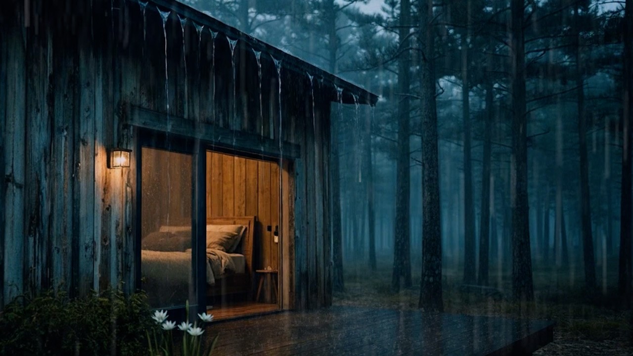 Cozy Forest Cabin in the Heavy Rain🌧️ | Realistic Rain Sounds for Sleeping, Studying & Relaxation🎧