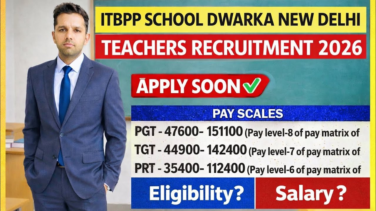DELHI NEW TEACHERS RECRUITMENT 2026/ITBP PUBLIC SCHOOL DWARKA /PGT/TGT/PRT