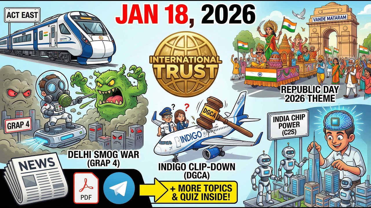 🌍ग्रीनलैंड अल्टीमेटम | इंडिगो जुर्माना✈️ | होसुर एयरपोर्ट विवाद🏗️ | वसीयत कानून❌| 18 जनवरी UPSC 2026