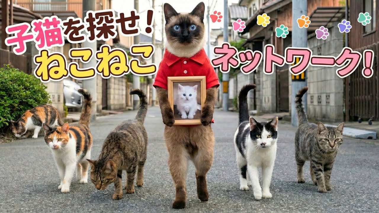 迷い猫を探せ！ねこねこネットワークの力を借りて子猫を保護するぞ！