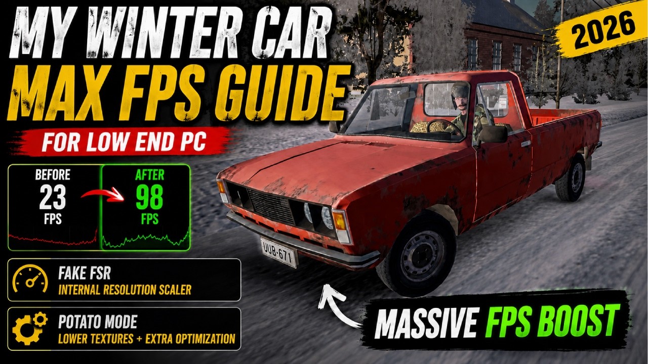 My Winter Car &mdash; Гайд по максимальному FPS 2026 | Режим &laquo;Картошка&raquo; + FakeFSR для слабых ПК!