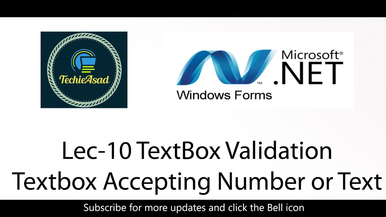 Lec 10 TextBox Validation (Textbox Accepting Number or Text) | WINFORM C# Tutorial