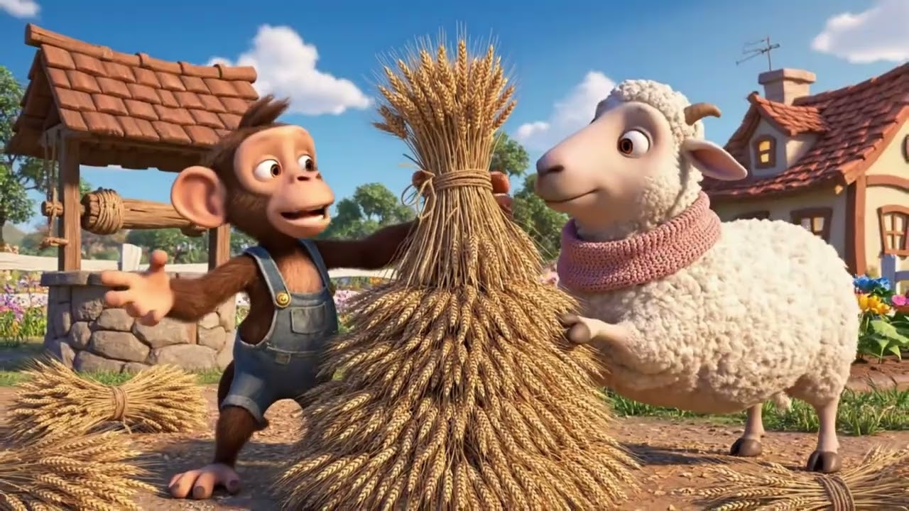 El Monito y la Ovejita Cosechan Trigo en el Campo 🌾🐒🐑 | Cuento Infantil
