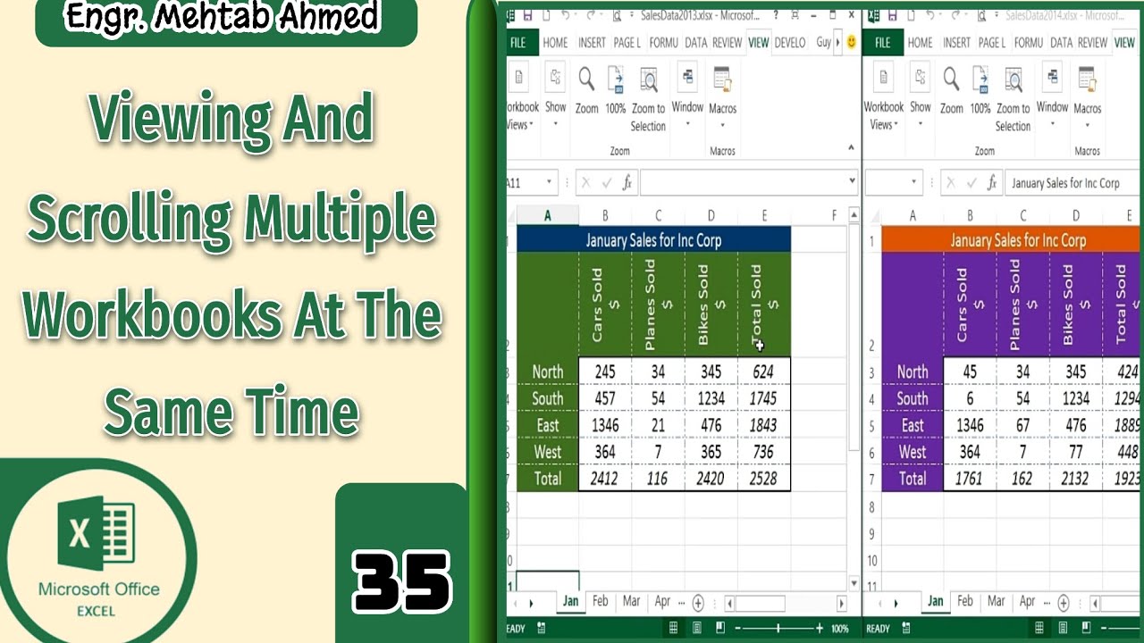 Viewing and Scrolling Multiple Workbooks At The Same Time in Microsoft Excel #excel