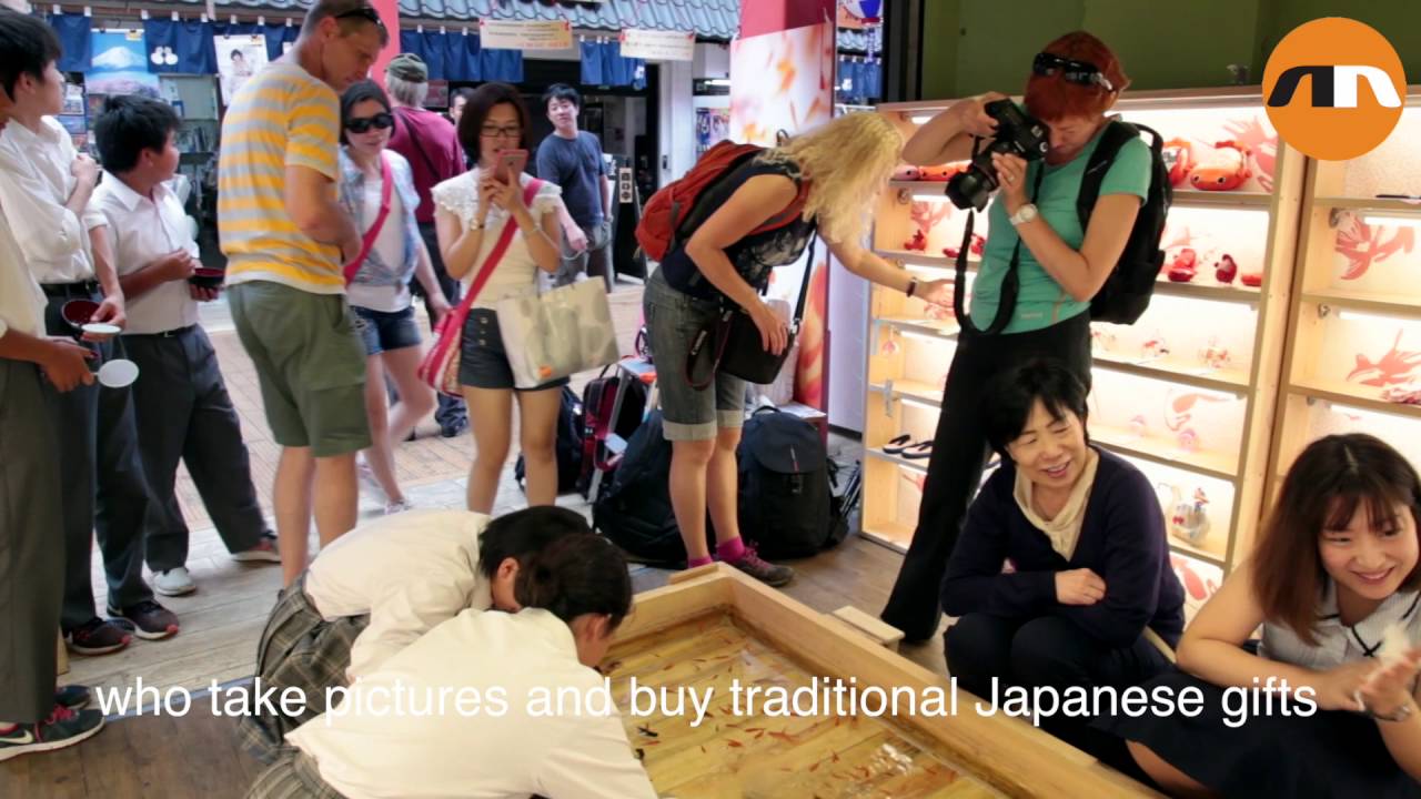 Traditional Japanese Goldfish Scooping Game in Asakusa