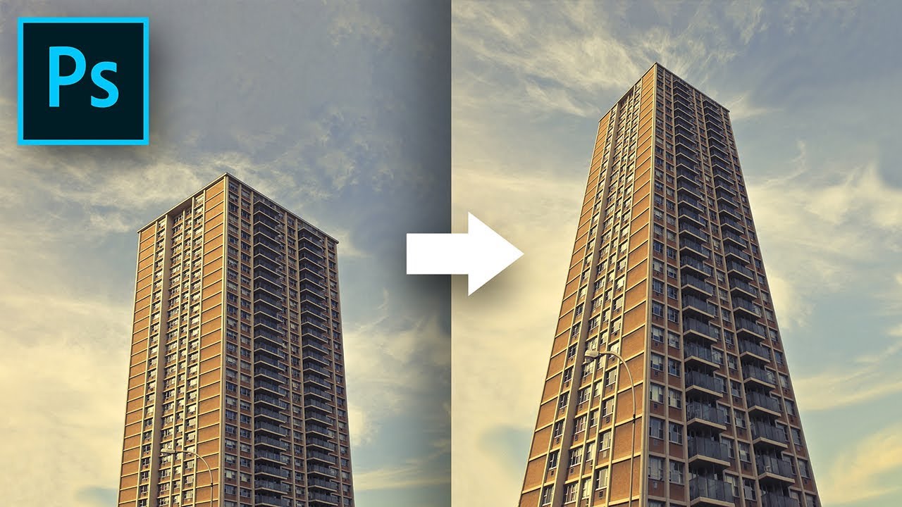 Simple Trick to Make Buildings Dramatically Taller! - Photoshop Tutorial