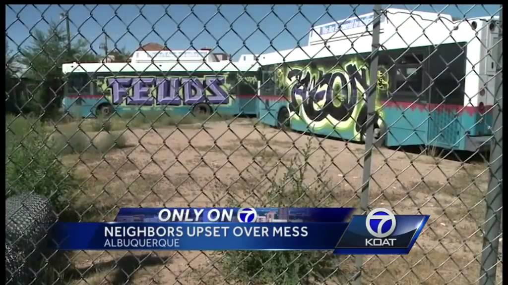 6 city buses abandoned in open lot