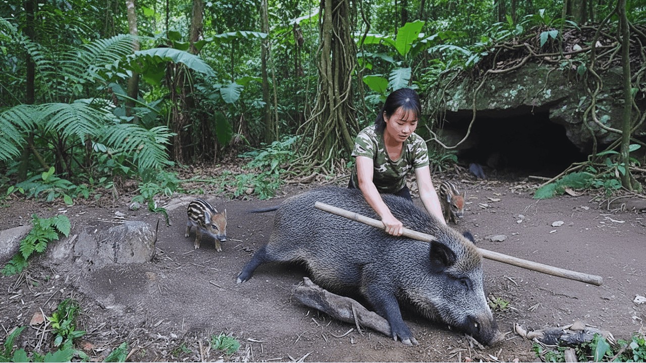 Moving to a New Wild Land | Tense Wild Boar Encounter | Solo Survival