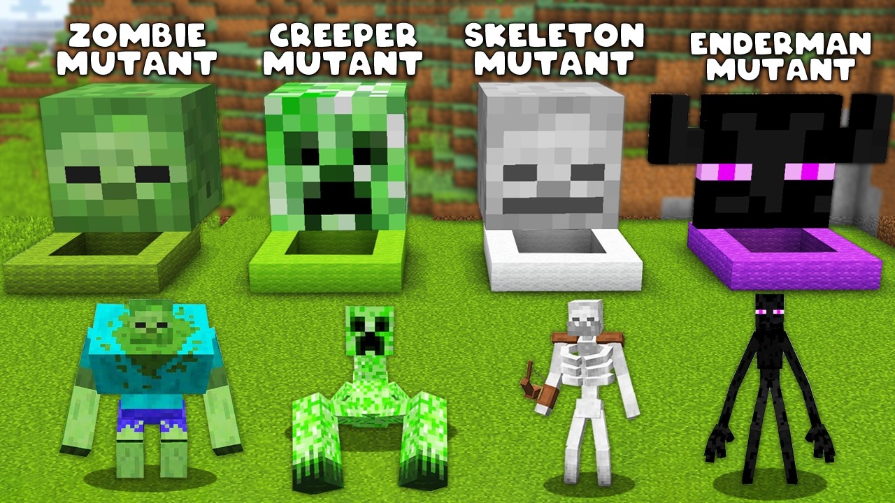 Minecraft Zombie Enderman Creeper Skeleton Mutants Secret Tunnels - How To Play