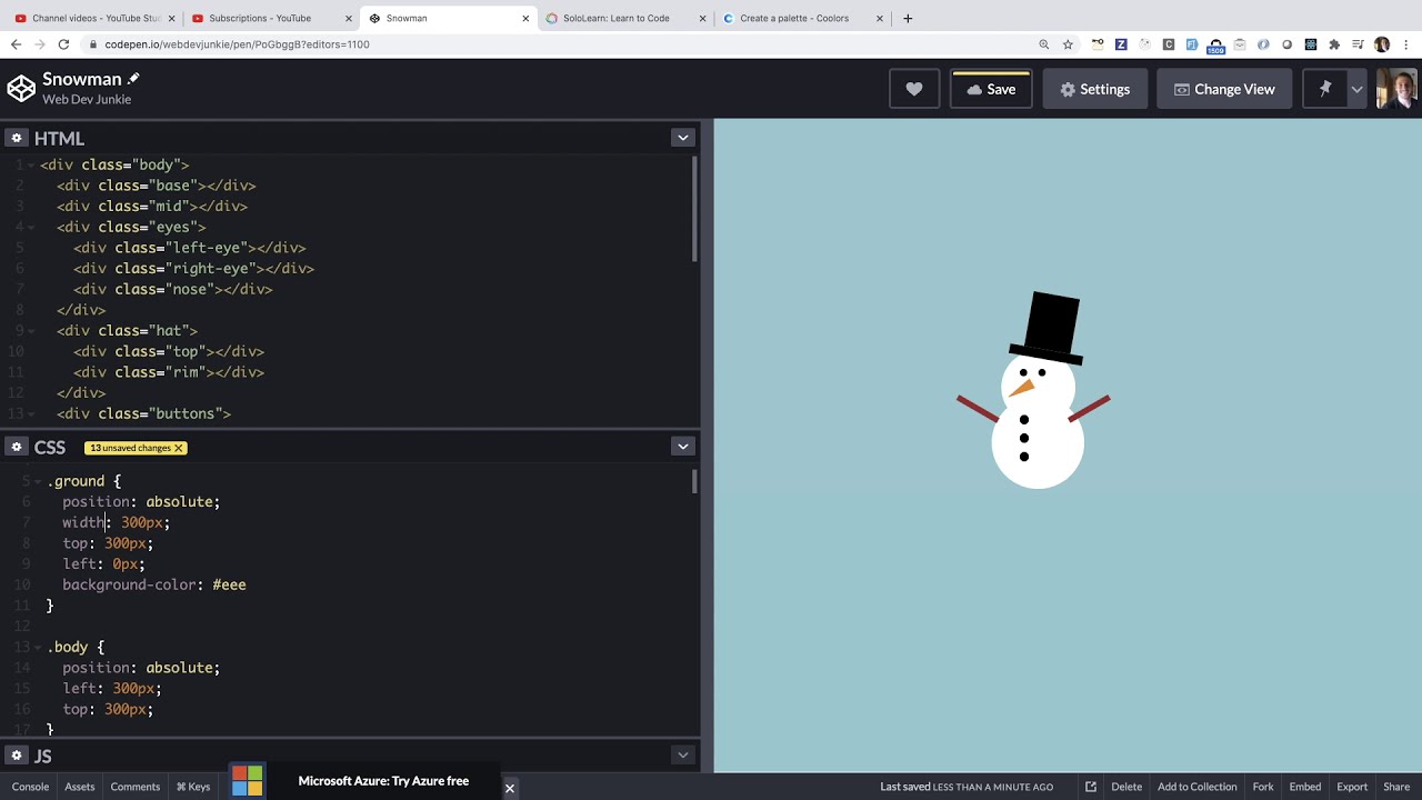 Time Lapse of Building a CSS Art Snowman