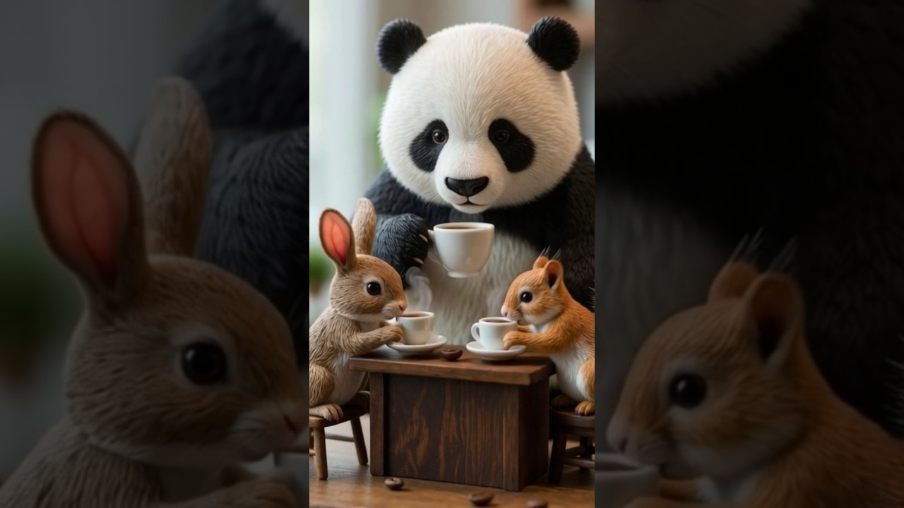 🐼☕💫 Tiny Panda’s Coffee Chaos Moment! 