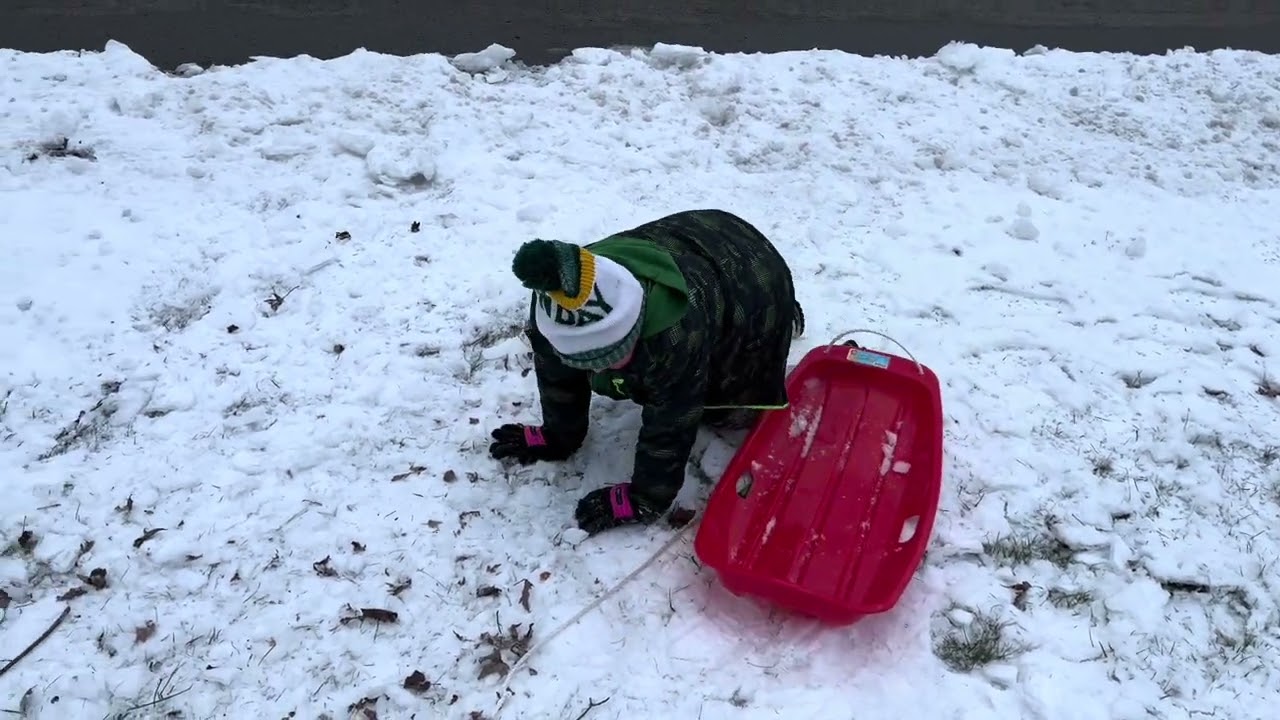 Trying not to break a leg, or get hit by a vehicle while sledding 