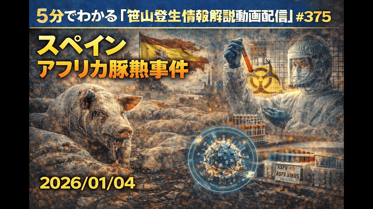 「スペイン　アフリカ豚熱事件」(2026/01/04)(5分でわかる「笹山登生の情報解説動画配信」#375 )