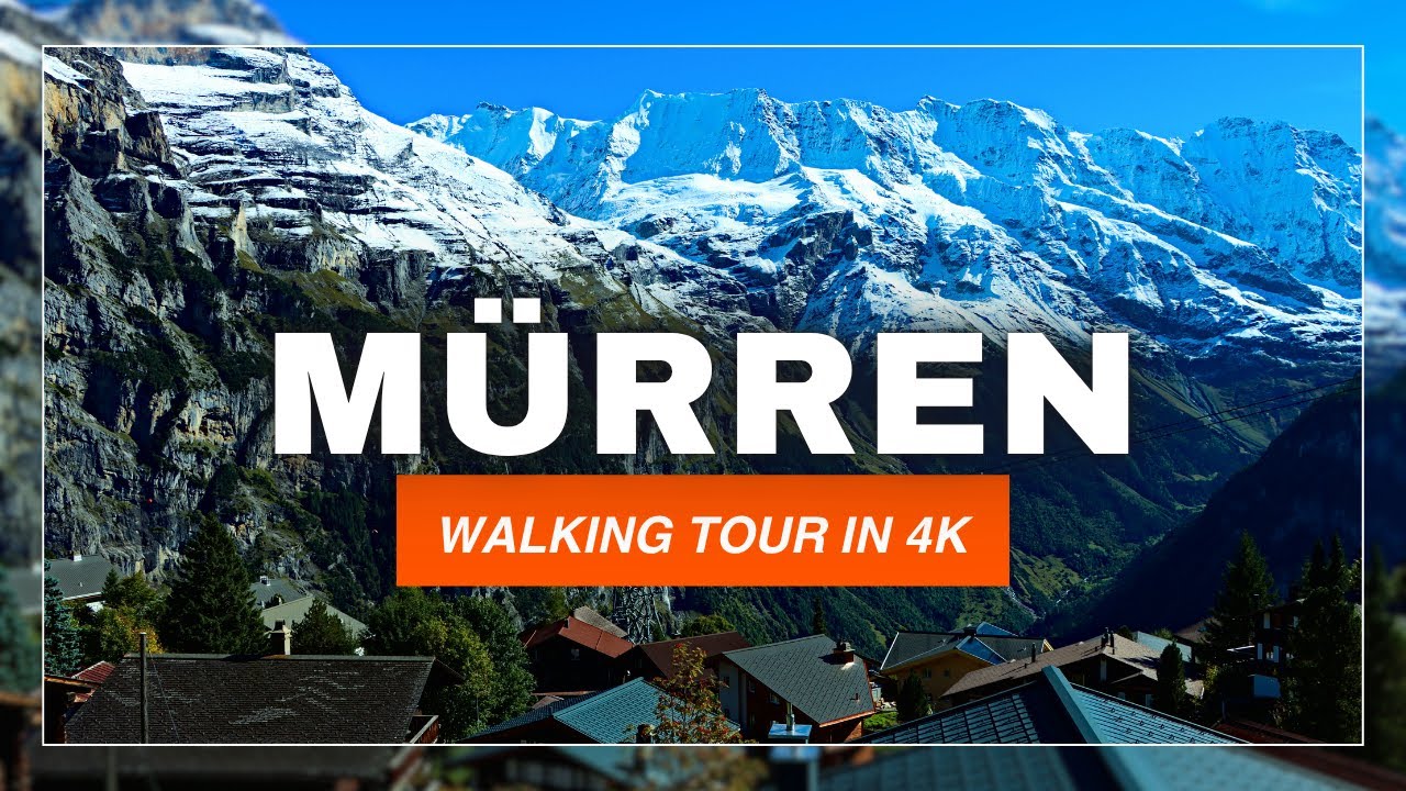 Mürren, Switzerland Walking Tour in 4K | Ambient Subtitles | Bernese Swiss Alps | 500ml Travel