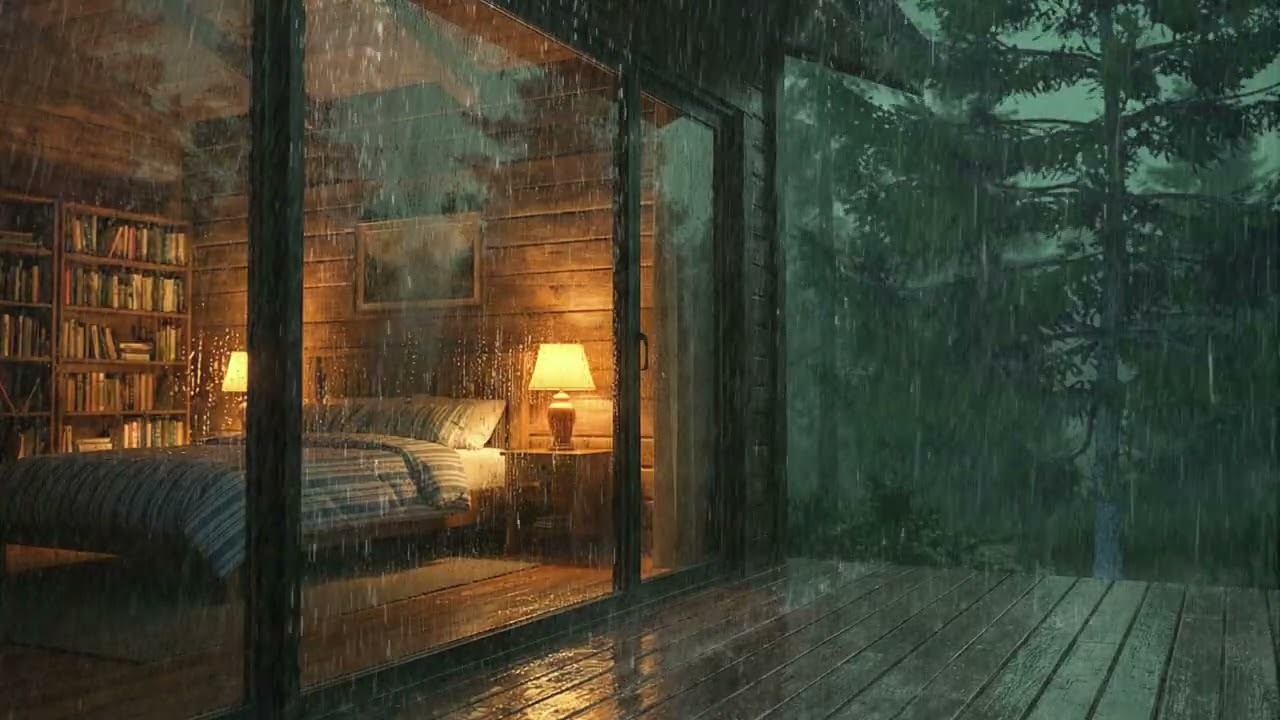 Forest Night Rain on a Wooden Porch 🌲🌧️ | Sleep Instantly with Soothing Rain Sounds