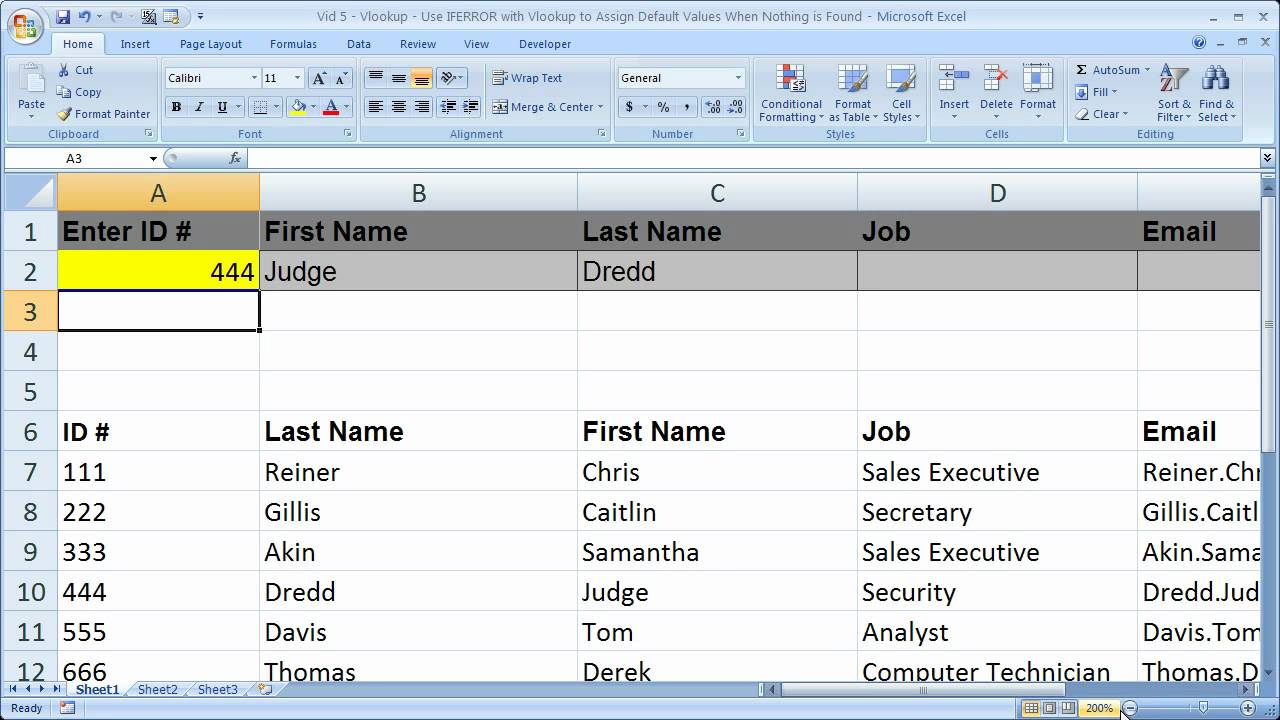 Excel Lookup/Search Tip 5 - Vlookup - Assign Values Instead of Errors to a  Vlookup with IFERROR