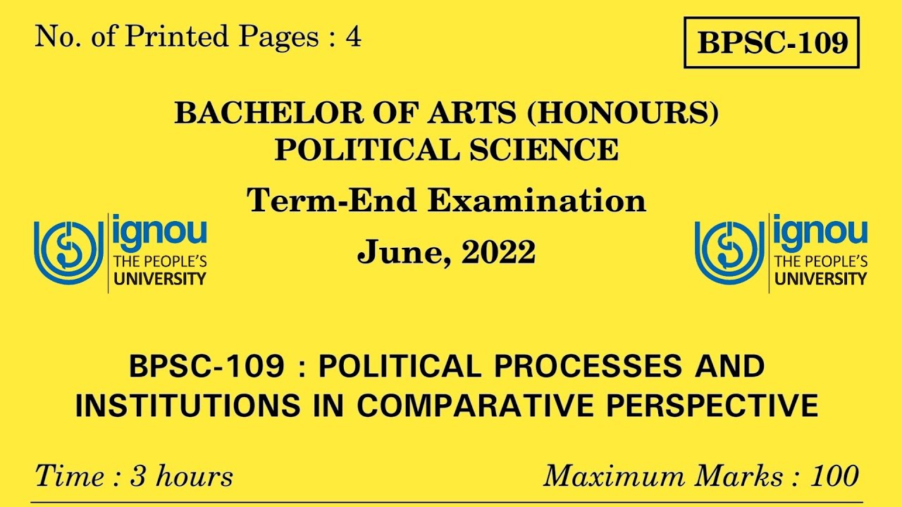 BPSC-109 Previous Year Question Paper English Medium | June 2022 BAPSH Question Paper