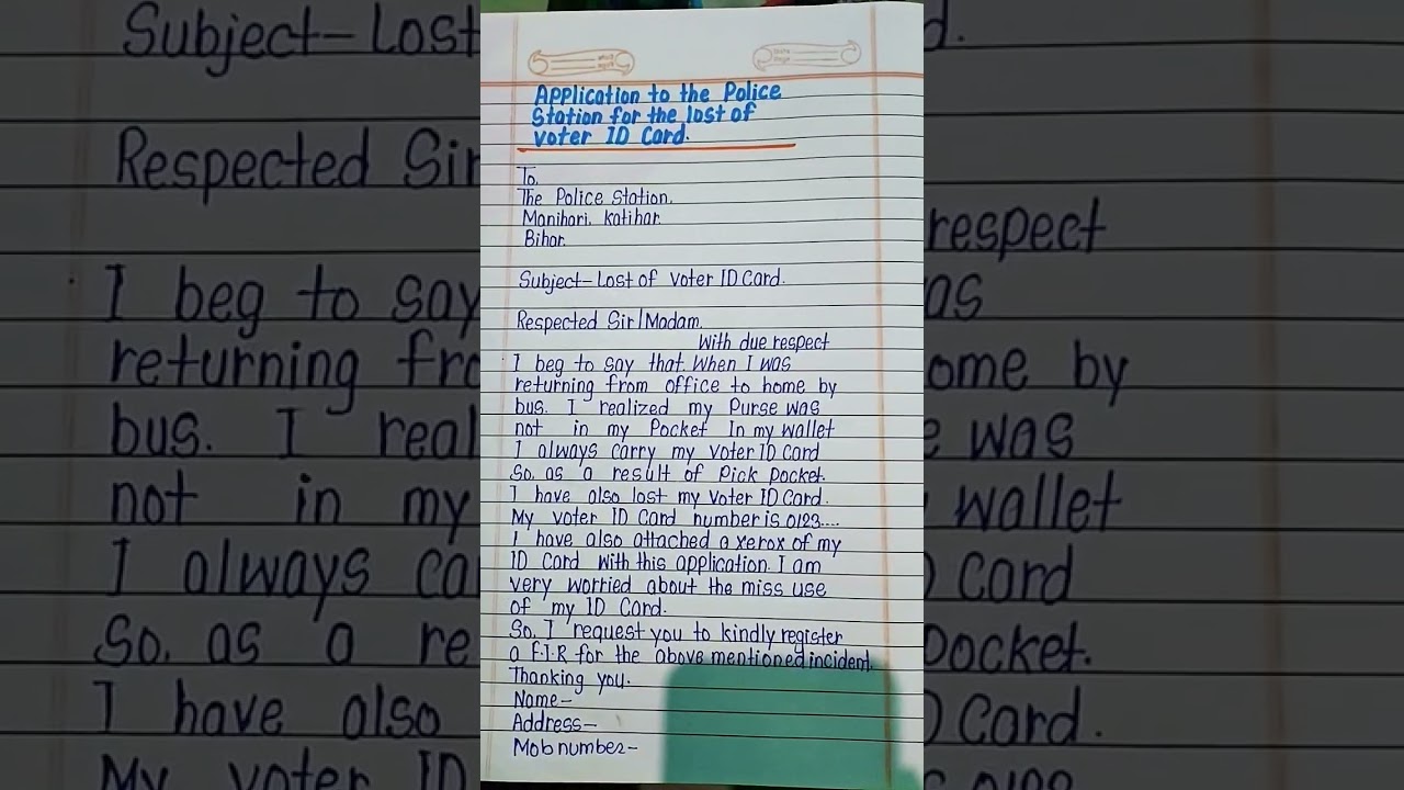 Application to the police station for lost of Voter ID card #short video.