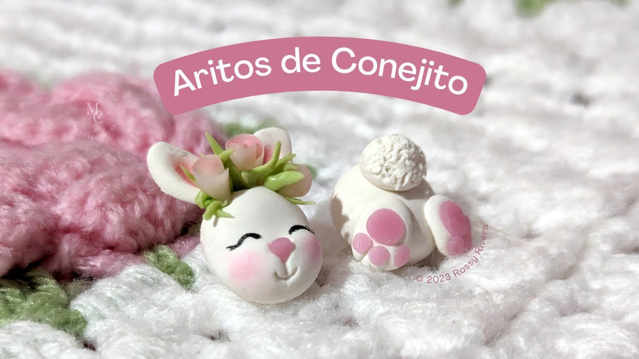Aretes de Conejito en porcelana fría | Manos Creativas by Rossy Rivera