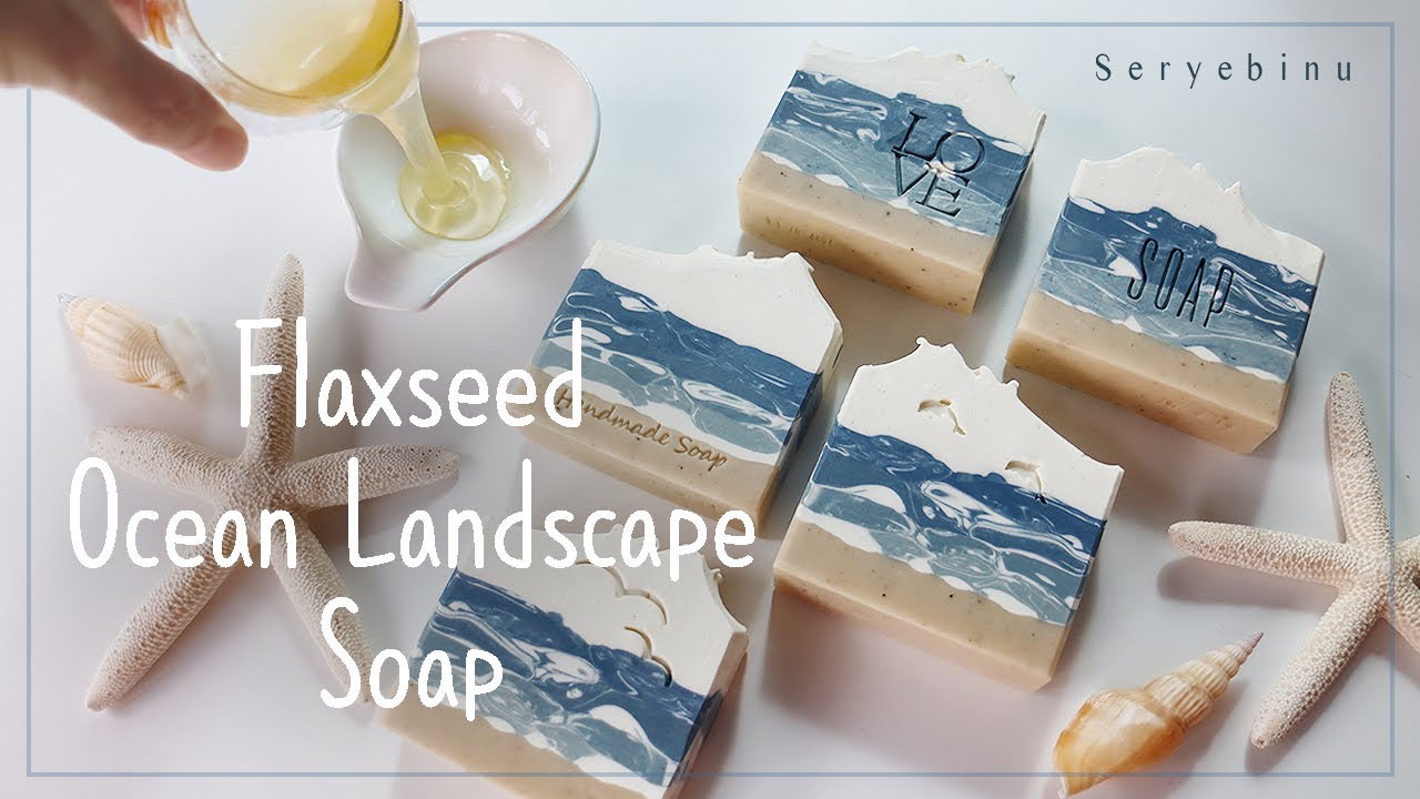 ENG)Peculiar ingredient makes soap🌿 아마씨 점액을 넣어 뽀드득 촉촉! 파도 디자인비누 만들기 🌊 주택 일상 Design Soap Making #36