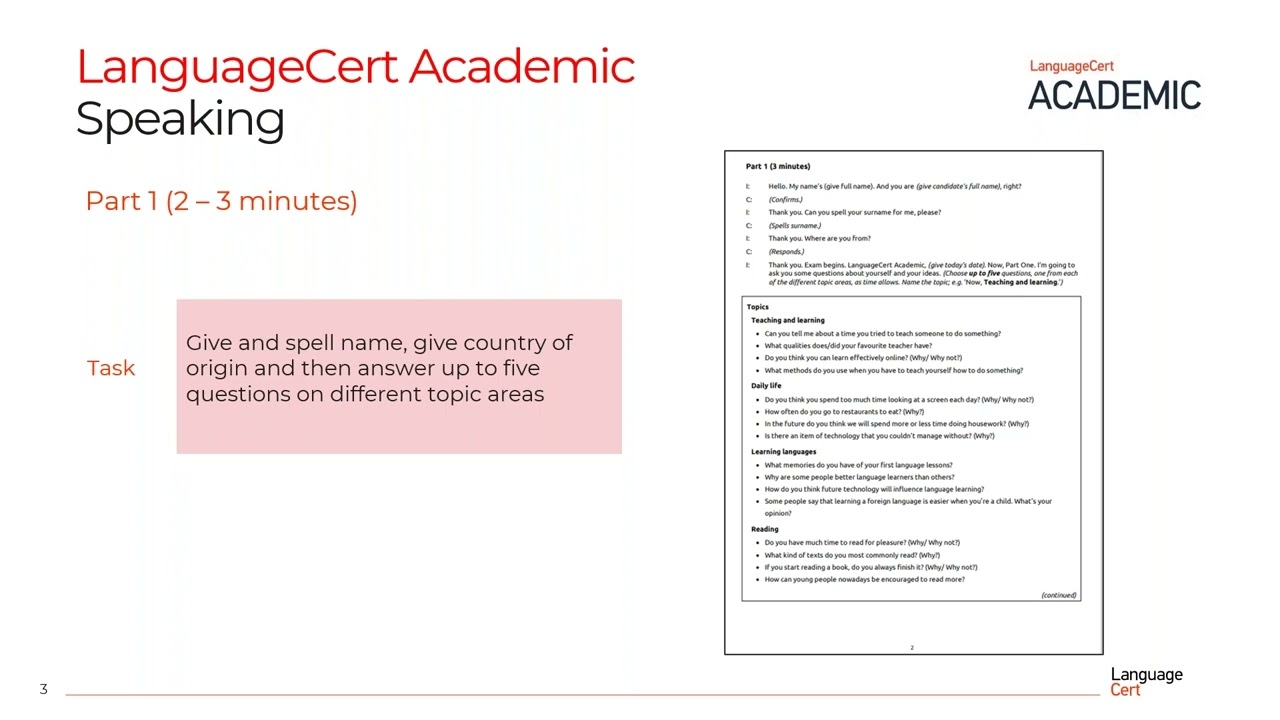 LanguageCert Academic - Speaking