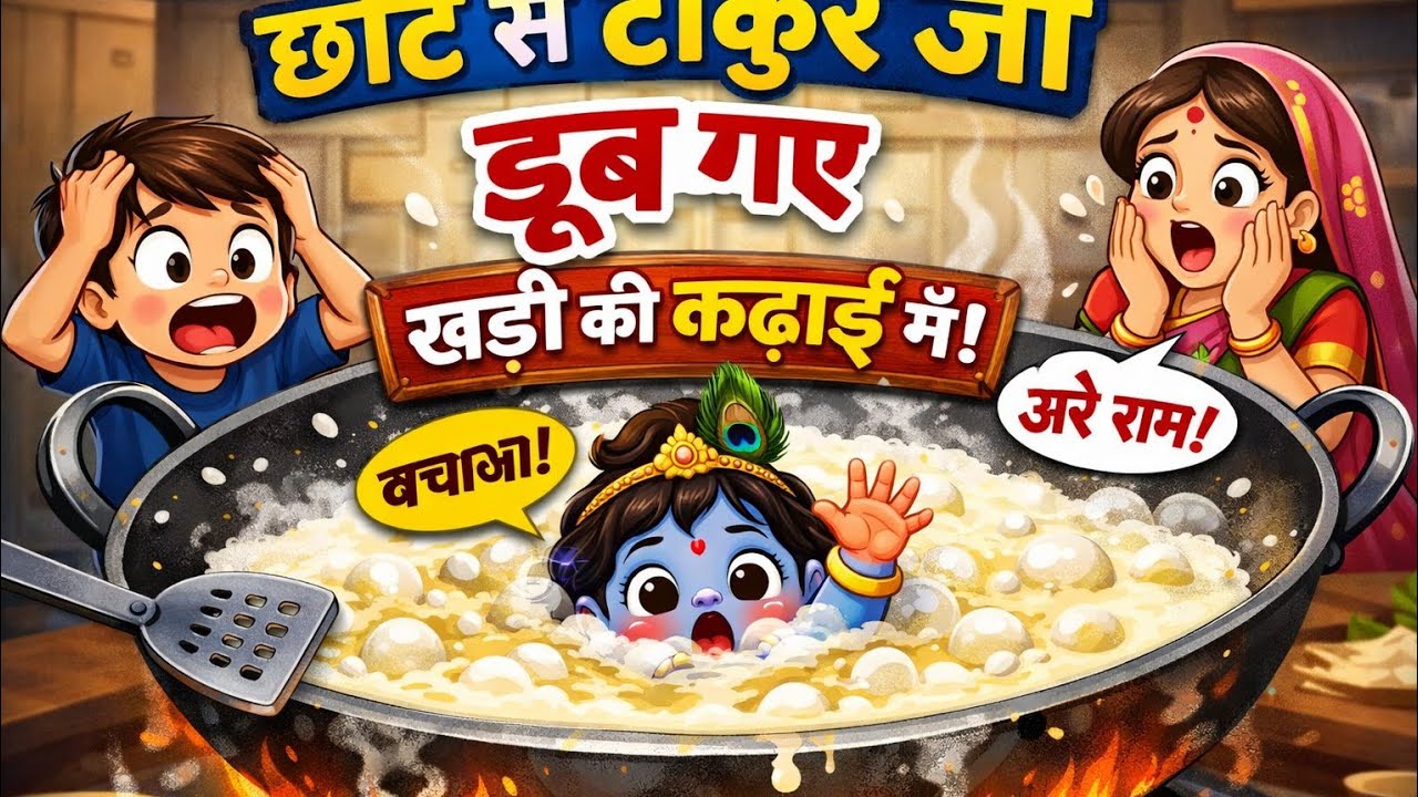 छोटे से कान्हा की अनोखी लीला | खड़ी की कढ़ाई में डूब गए ठाकुर जी