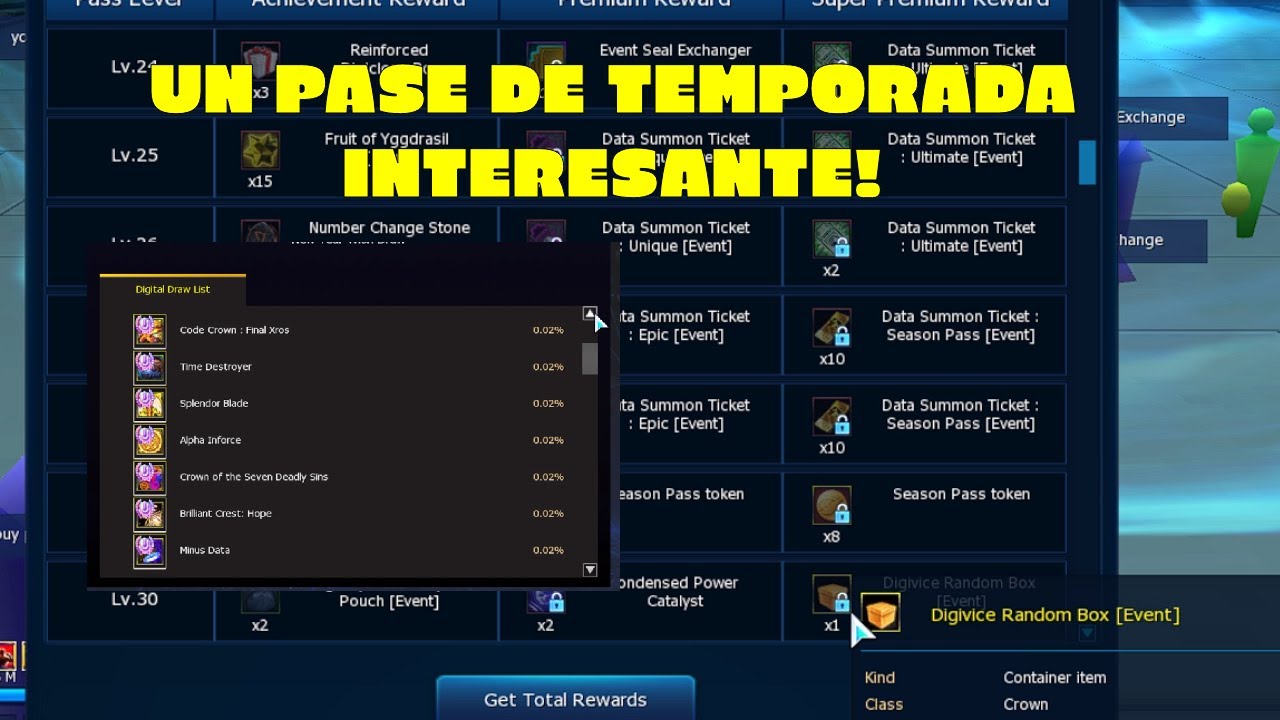 EL NUEVO PASE DE TEMPORADA, TICKETS PARA RANGO U Y MUCHO MAS! DIGIMON MASTER ONLINE
