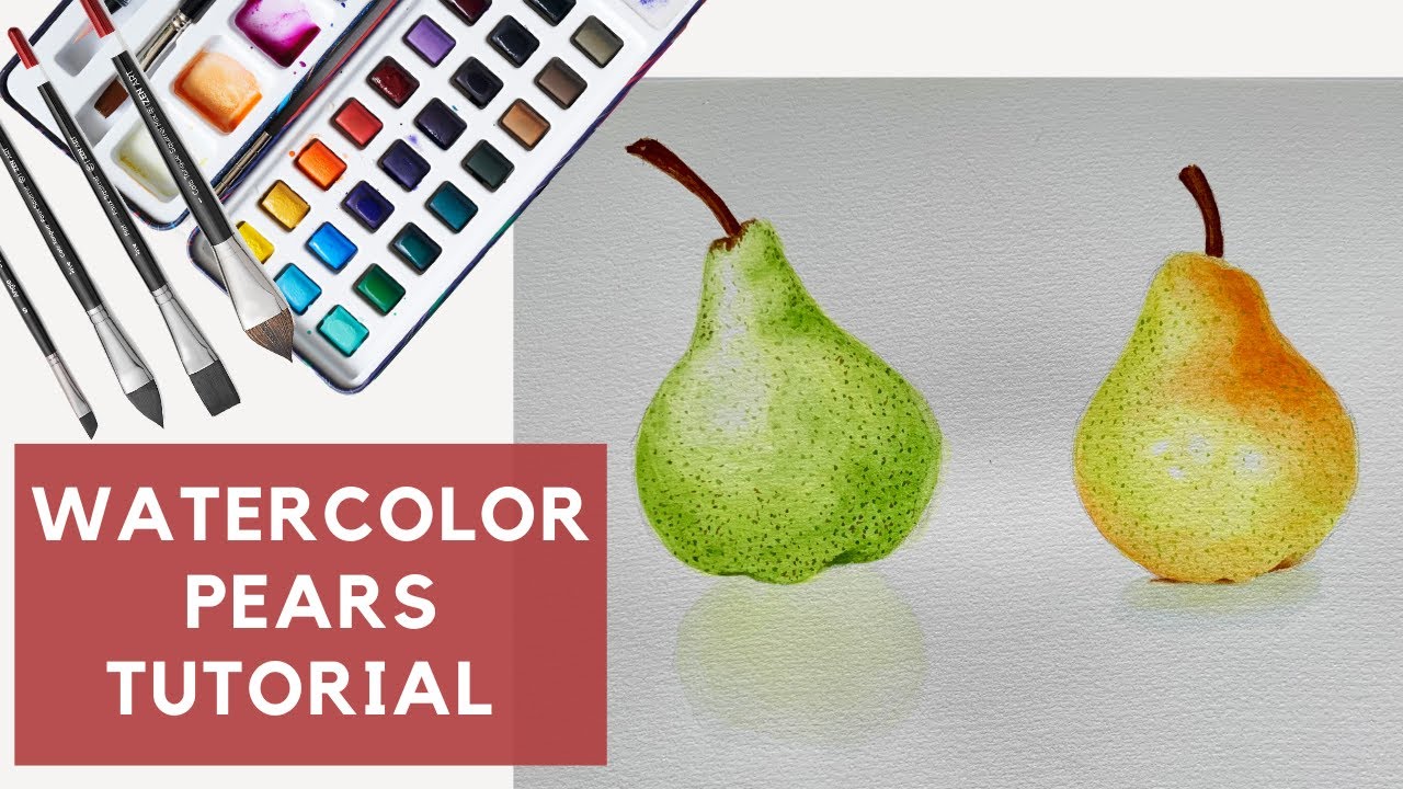 Watercolor Pear Tutorial | Watercolor Pear Painting 🍐
