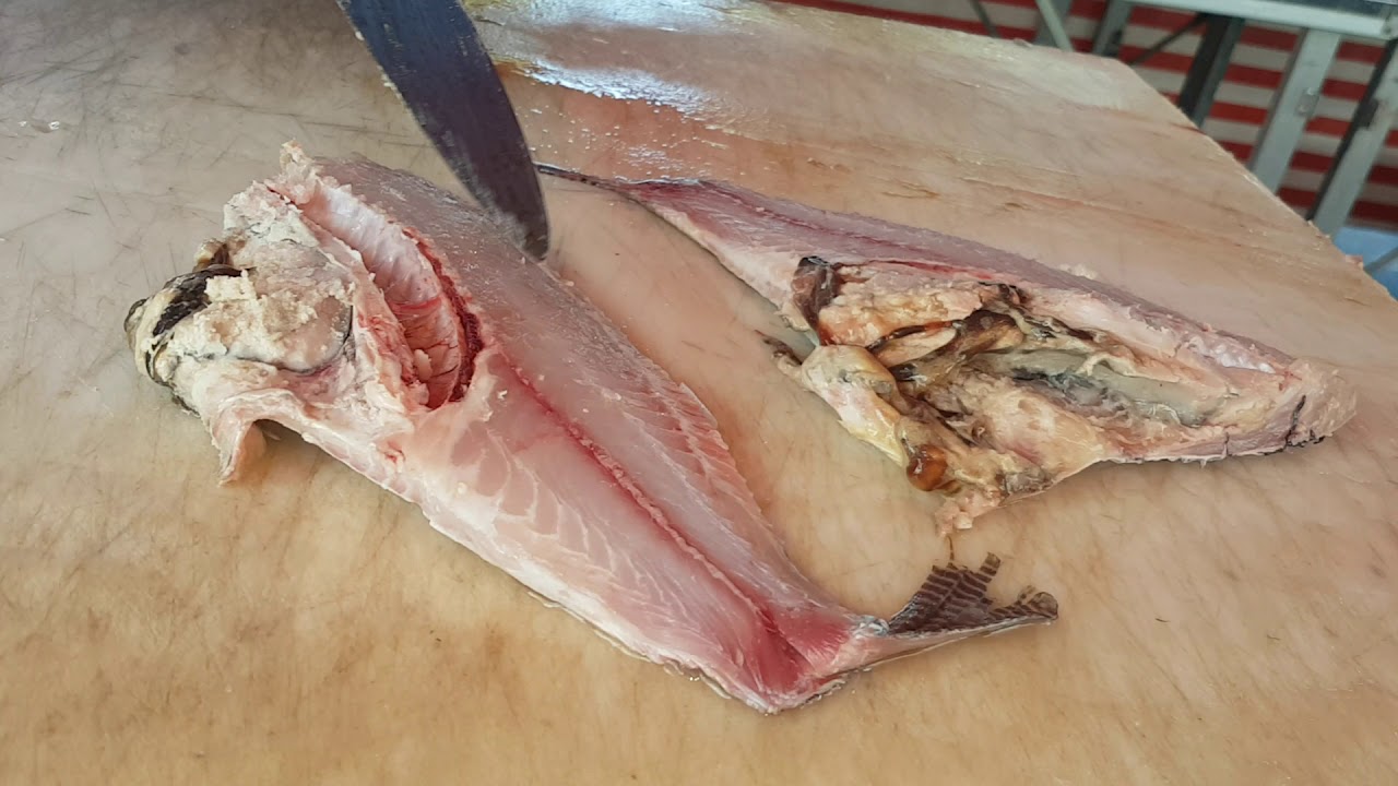 Tirando filé da tilapia e deixando a pele