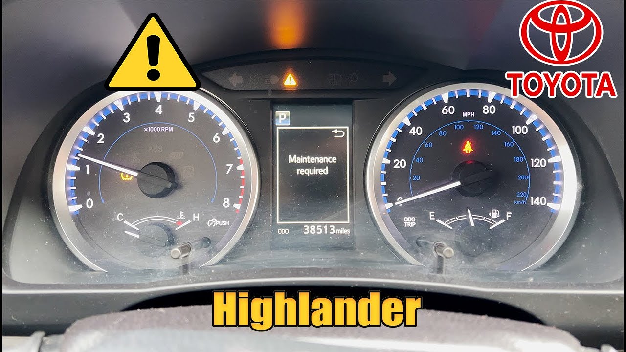 Сброс индикатора планового технического обслуживания Toyota Highlander 2017 2018 2019