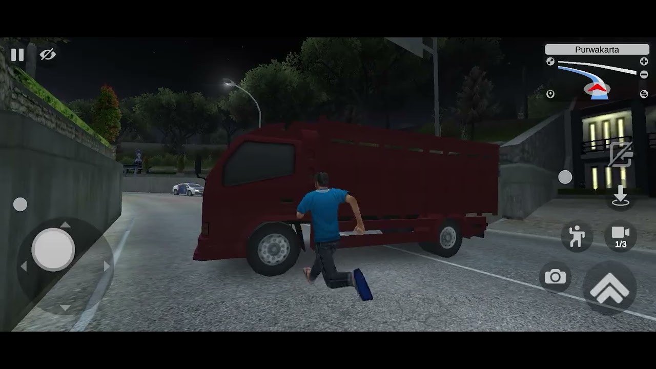 Game Simulator truck ngantar barang.. Menyalip mobil polisi