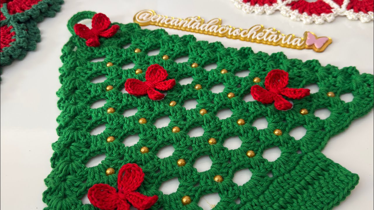 SOUSPLAT ÁRVORE DE NATAL 🌲 #crochet #natal #natalemfamília #sousplatemcroche #mesaposta 