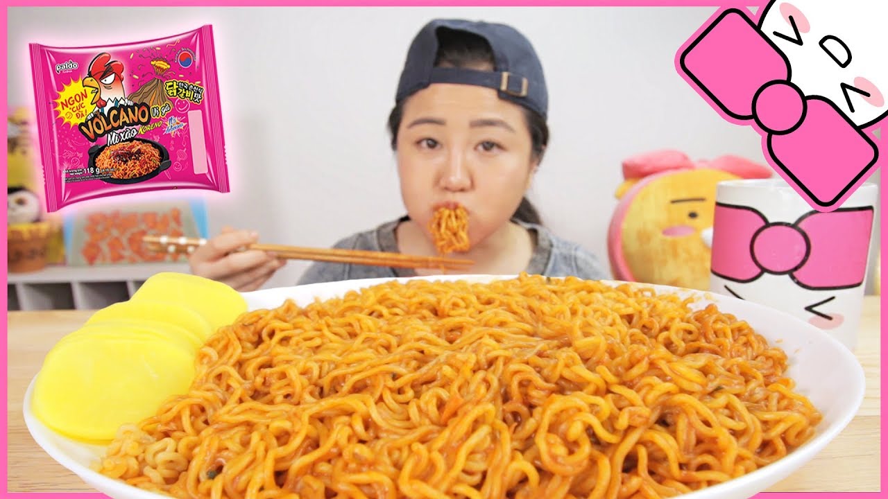 VOLCANO SPICY CHICKEN STIR FRY NOODLES | MUKBANG