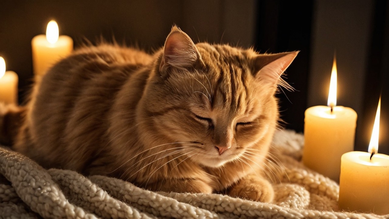 Relaxing Candlelight & Purring Cat Sounds Meet Norang, the 10-Year-Old Kitty