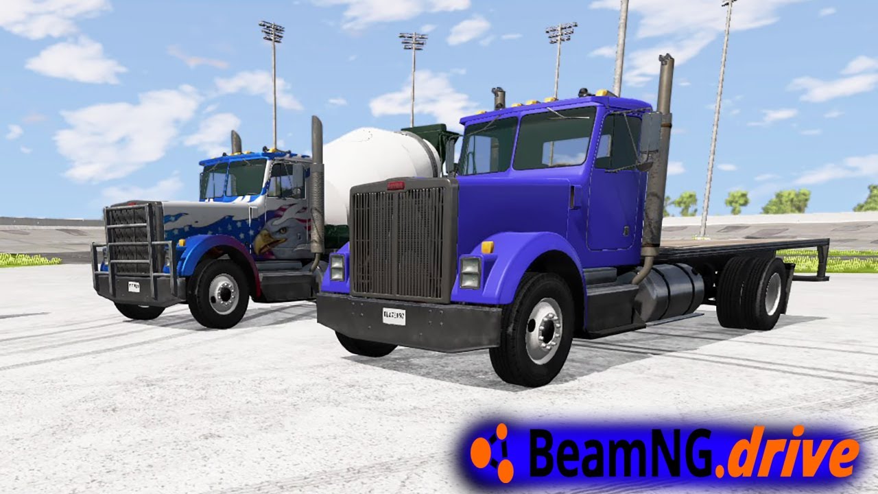 BeamNG.drive MP - DESTORYING SEMI TRUCKS IN FIGURE 8 RACE!!