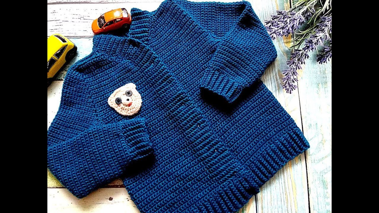 Модный детский кардиган крючком. Имитация втачного рукава.Без выкройки и рассчетов.МК.